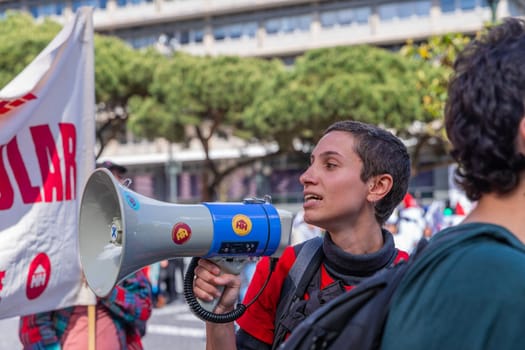 Porto, Portugal: May 1, 2024: Celebration and Protest of the May 1in Portugal, Labour Day, in Porto, Portugal