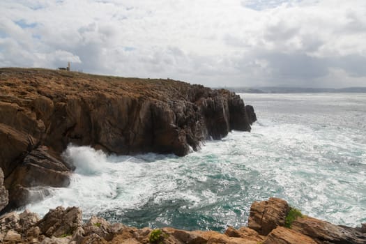 Cliffs of Aviles beach landscape, Asturias, Spain. Spanish coastline panorama