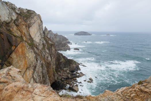Cliffs of cape Penas landscape, Asturias, Spain. Spanish coastline panorama