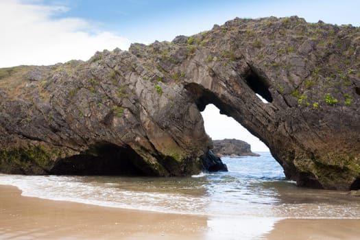 Rock formation in San Antolin beach, Spain. Spanish landscape
