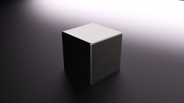 Metal 3d cube. Computer generated render