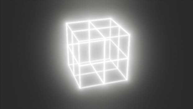 Grid white cube. Computer generated 3d render