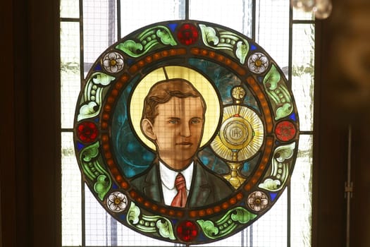 Blessed Ivan Merz, stained glass window in Basilica Assumption of the Virgin Mary in Marija Bistrica, Croatia