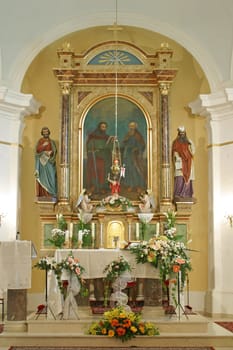 Main altar in the parish church of Saints Peter and Paul in Kasina, Croatia