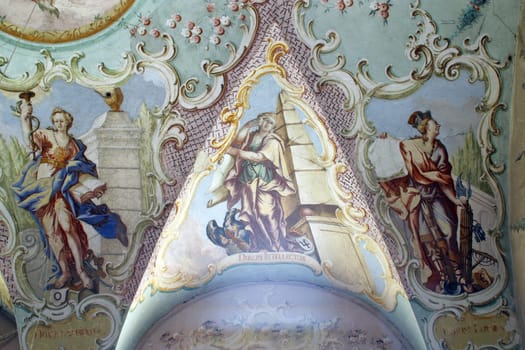 Gifts of the Holy Spirit, fresco on the ceiling of the church of the Holy Three Kings in Komin, Croatia