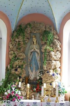 Main altar in Our Lady of Lourdes chapel in Radoboj, Croatia