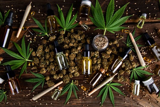 Blunt, Marijuana buds with cannabis leaves, cbd