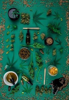 Marijuana and cannabis buds, cbd concept