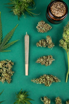 Blunt, Marijuana buds with cannabis leaves, cbd
