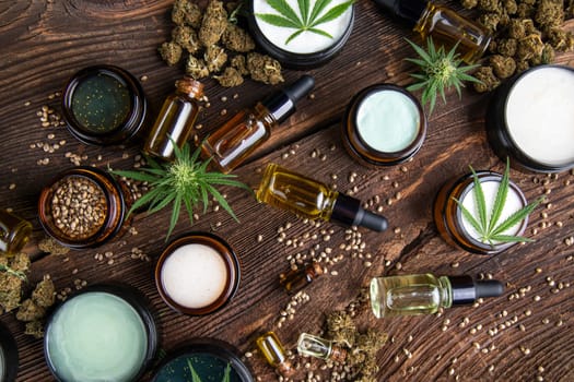 Cosmetics hemp, medical marijuana concept