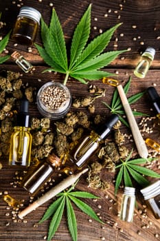 Blunt, Marijuana buds with cannabis leaves, cbd