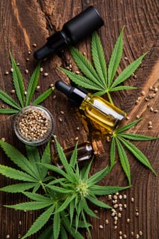 Cannabis leaves and cbd oil, Marijuana