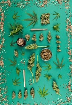 Marijuana and cannabis buds, cbd concept