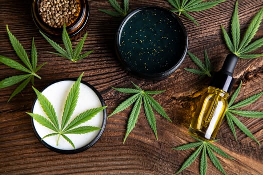 Cosmetics hemp, medical marijuana concept