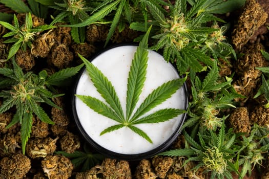 Cosmetics hemp, medical marijuana concept