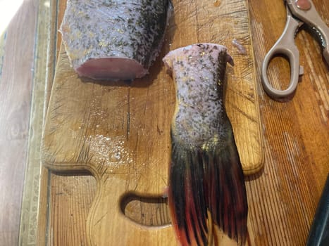 Cutting freshwater predatory fish the pike