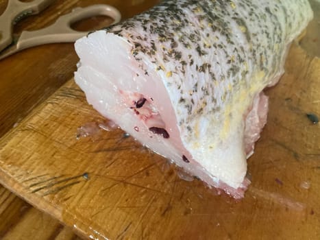 Cutting freshwater predatory fish the pike