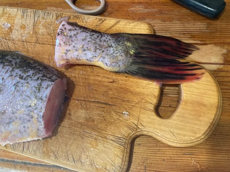 Cutting freshwater predatory fish the pike