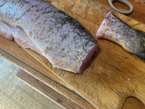 Cutting freshwater predatory fish the pike