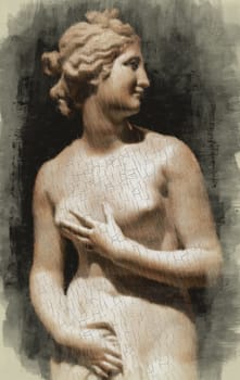 Creative illustration of Venus statue - classical Greek statue of young beautiful woman