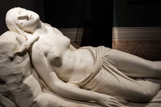 Bassano del Grappa, Italy - December 2022: Recumbent Magdalene - Maddalena Giacente - by Antonio Canova, 1822.