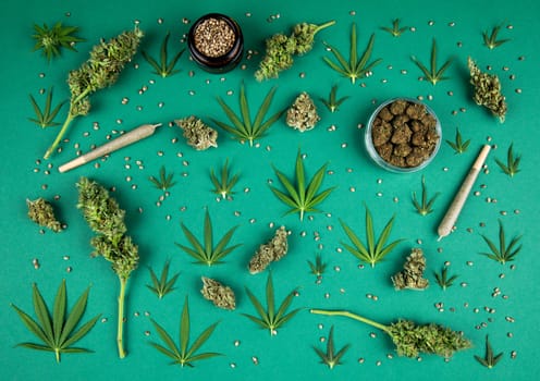 Blunt, Marijuana buds with cannabis leaves, cbd