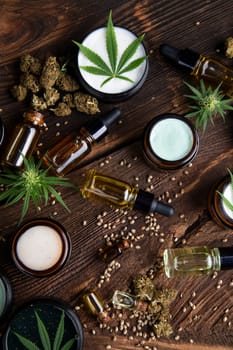 Cosmetics hemp, medical marijuana concept