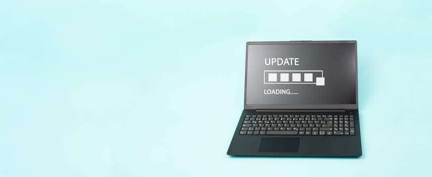 Update loading, laptop screen with progress bar, upload data, business concept, installation application