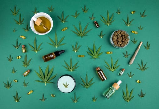 Marijuana and cannabis buds, cbd concept