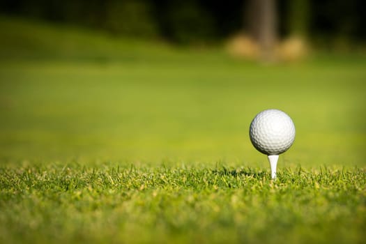 Golf course with ball and grass