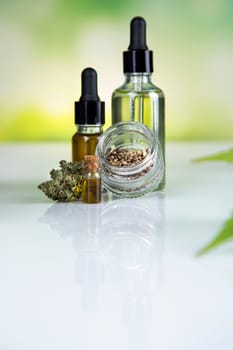 Cannabis cbd oil in a glass jar. marijuana oil