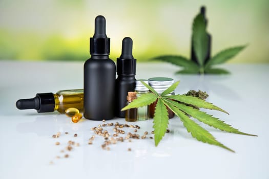 Cannabis cbd oil in a glass jar. marijuana oil