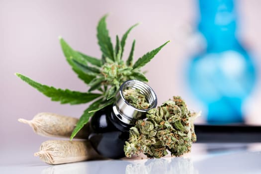 Marijuana and cannabis buds, cbd concept
