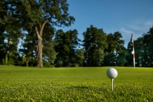 Golf course with ball and grass