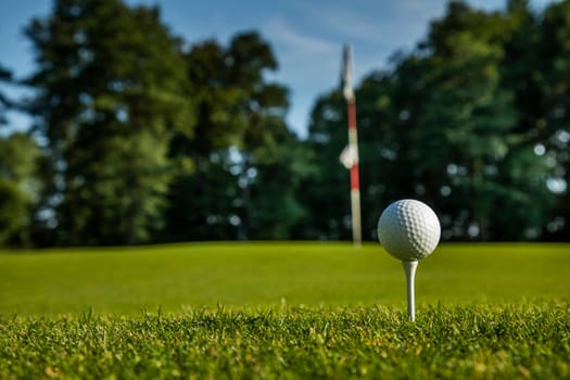 Golf course with ball and grass