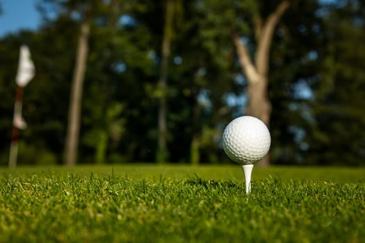 Golf course with ball and grass