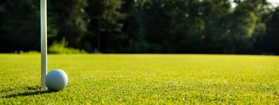 Sport and lifestyle, Golf ball on green grass on course
