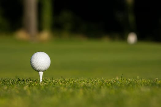 Golf course with ball and grass