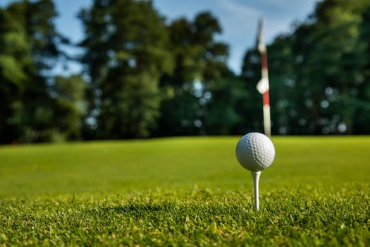 Golf course with ball and grass