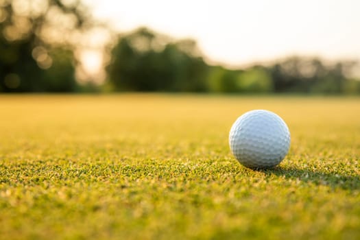 Golf course with ball and grass