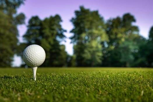 Close up of golf ball on green grass