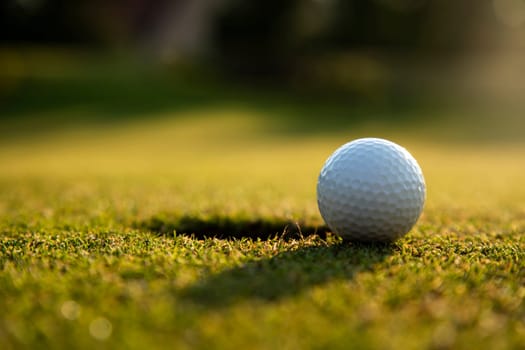 Golf course with ball and grass