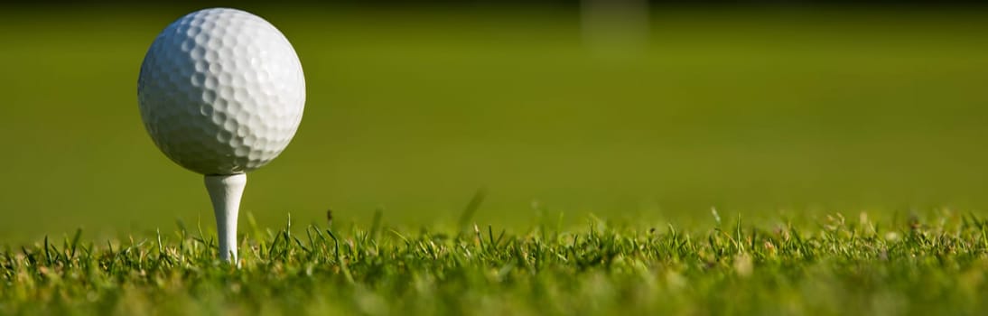 Golf course with ball and grass