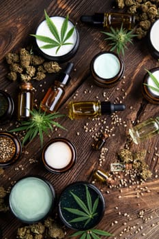 Cosmetics hemp, medical marijuana concept