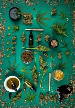 Marijuana and cannabis buds, cbd concept