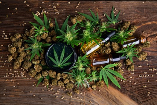 Cosmetics hemp, medical marijuana concept
