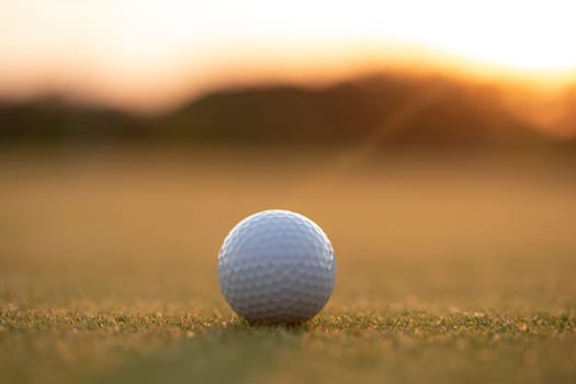 Golf course with ball and grass