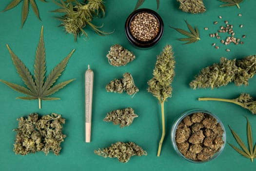 Marijuana and cannabis buds, cbd concept