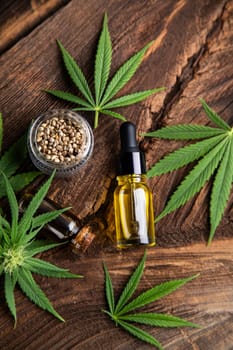 Cannabis leaves and cbd oil, Marijuana