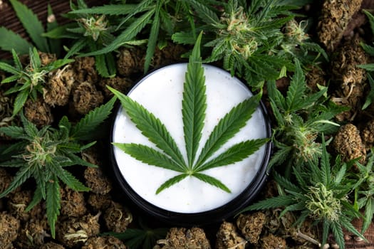 Cosmetics hemp, medical marijuana concept